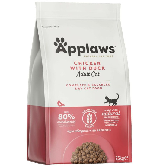 APPLAWS Grain Free Adult – hrană uscată fără cereale pentru pisici adulte, cu pui și rață, 7,5 kg